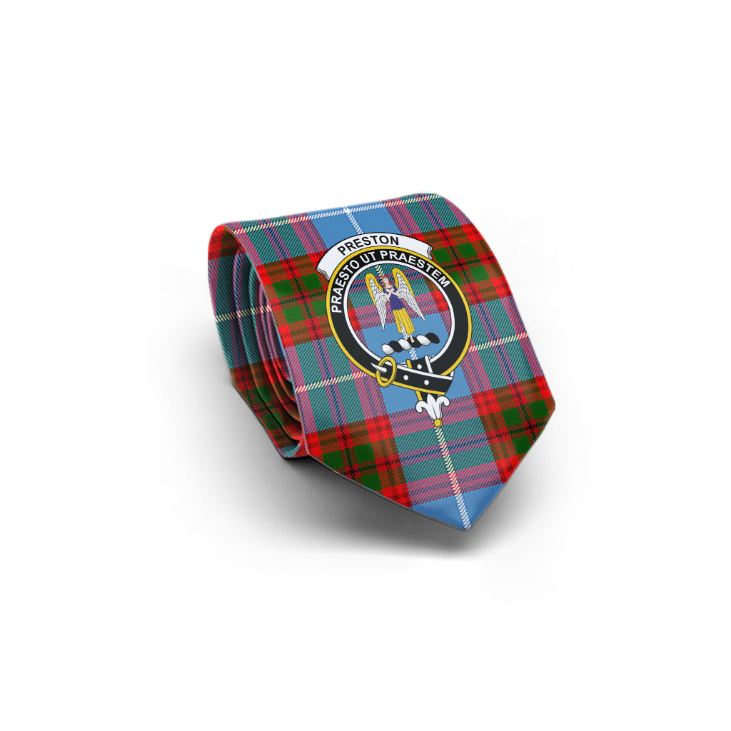 Preston Tartan Classic Necktie with Family Crest - Tartan Vibes Clothing