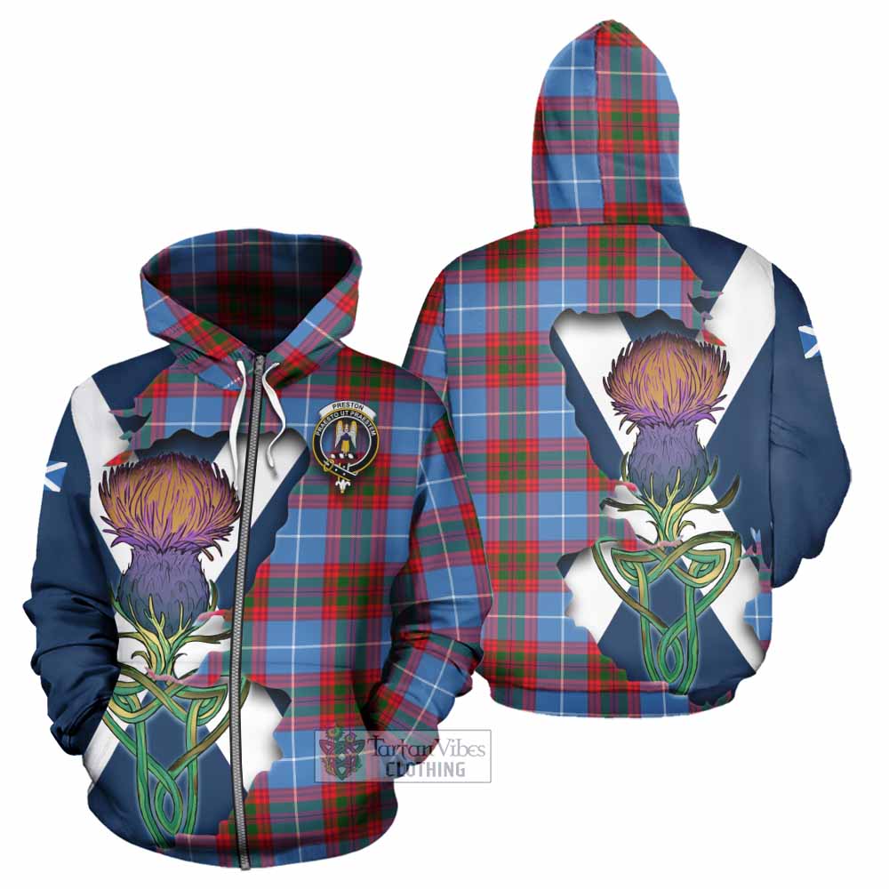 Preston Tartan Family Crest Hoodie Scottish Thistle Celtic Inspired Zip Hoodie - Tartan Vibes Clothing