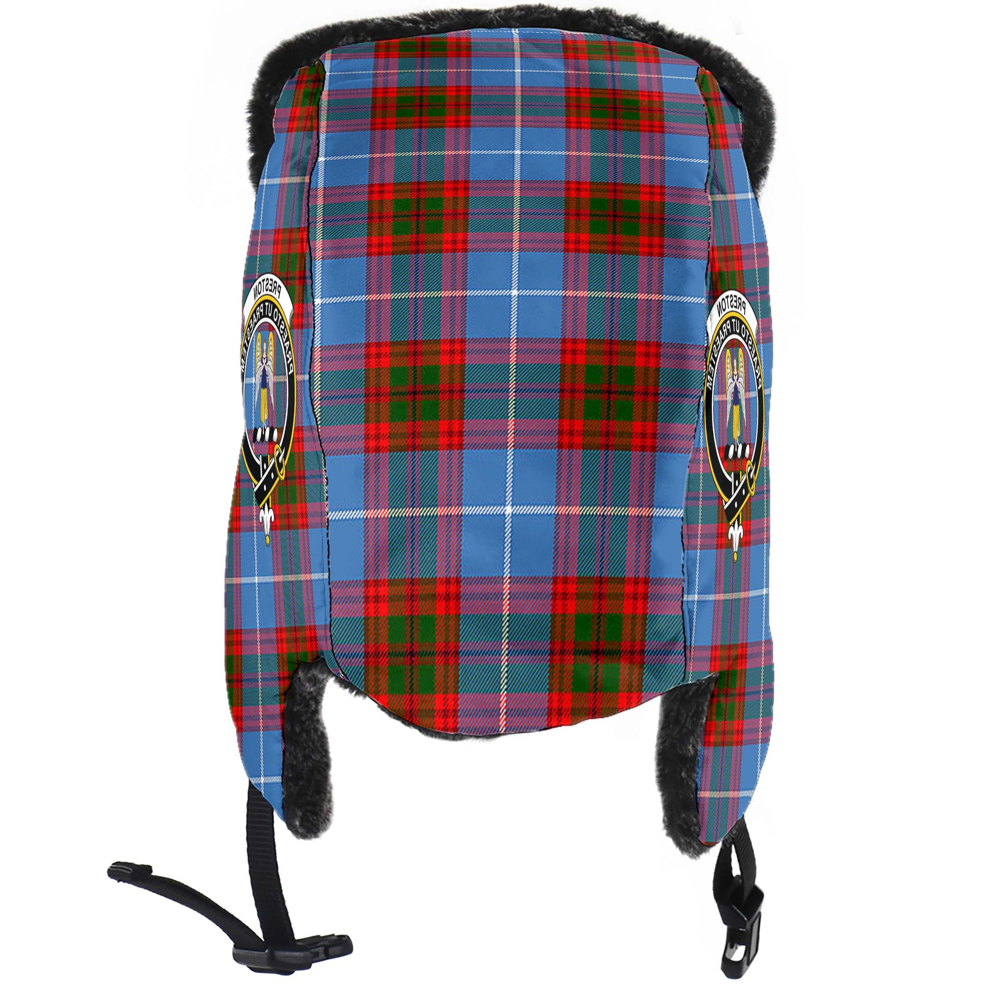 Preston Tartan Winter Trapper Hat with Family Crest - Tartanvibesclothing