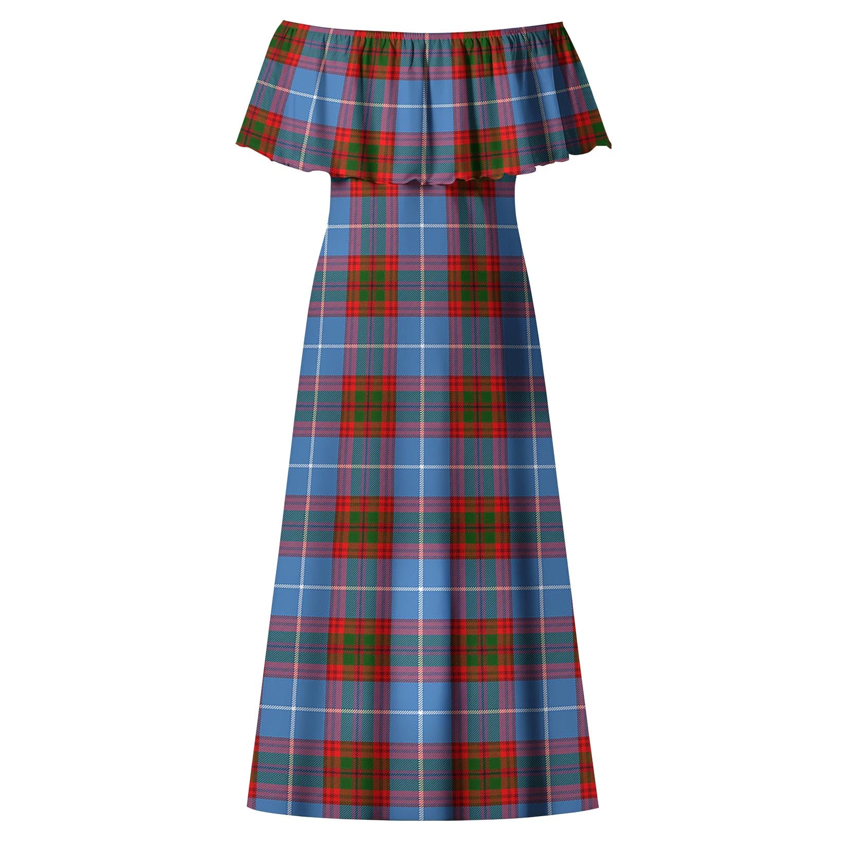 Preston Tartan Off Shoulder Long Dress - Tartanvibesclothing