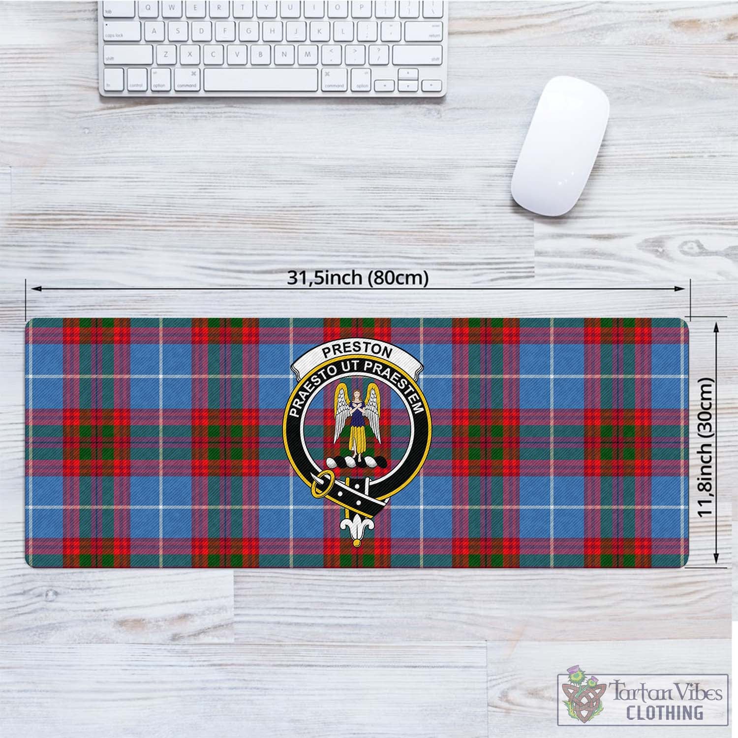 Tartan Vibes Clothing Preston Tartan Mouse Pad with Family Crest