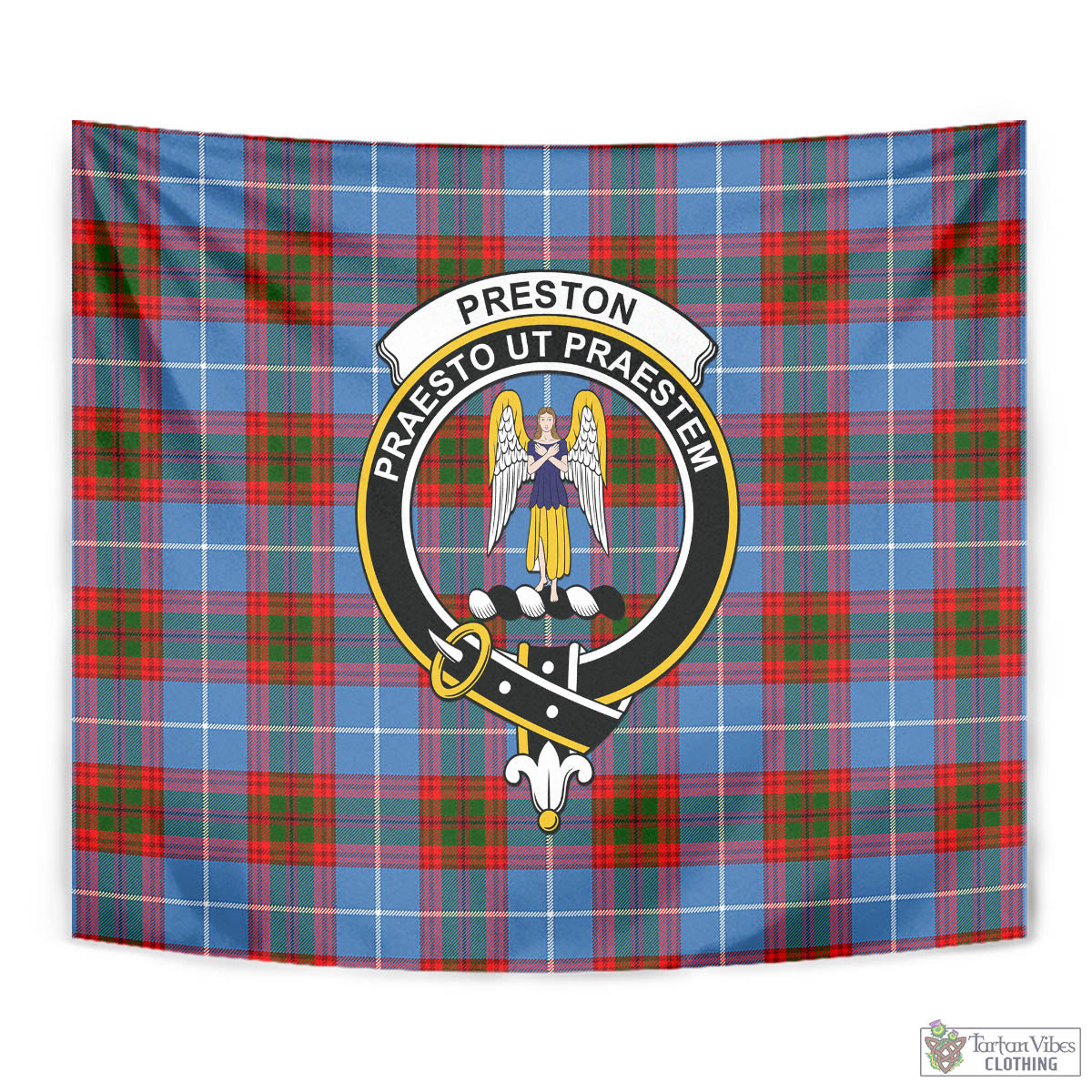 Tartan Vibes Clothing Preston Tartan Tapestry Wall Hanging and Home Decor for Room with Family Crest