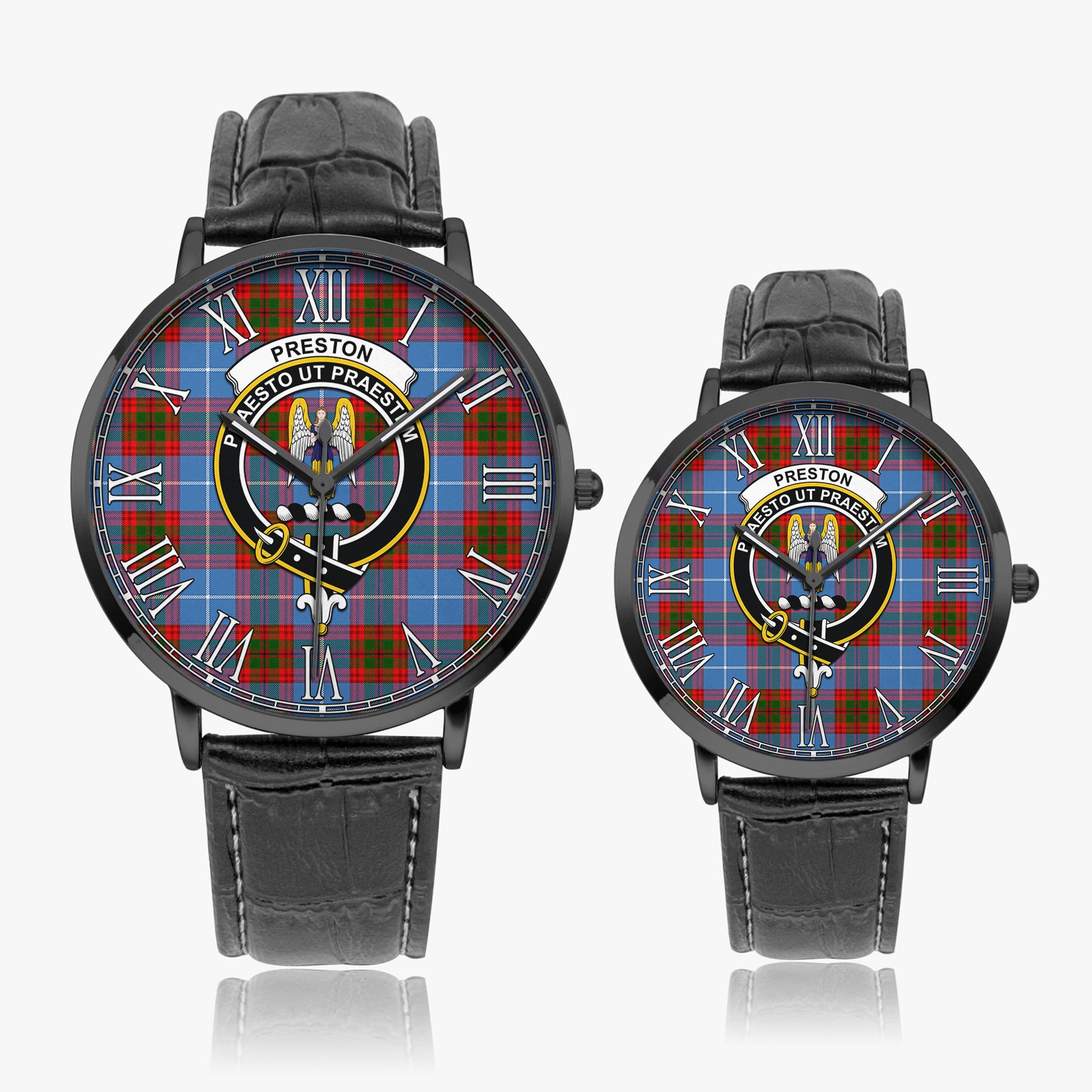 Preston Tartan Family Crest Leather Strap Quartz Watch - Tartanvibesclothing