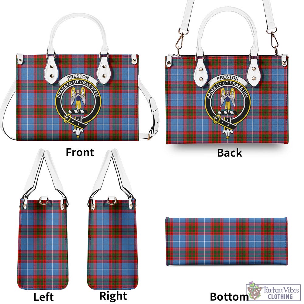 Tartan Vibes Clothing Preston Tartan Luxury Leather Handbags with Family Crest