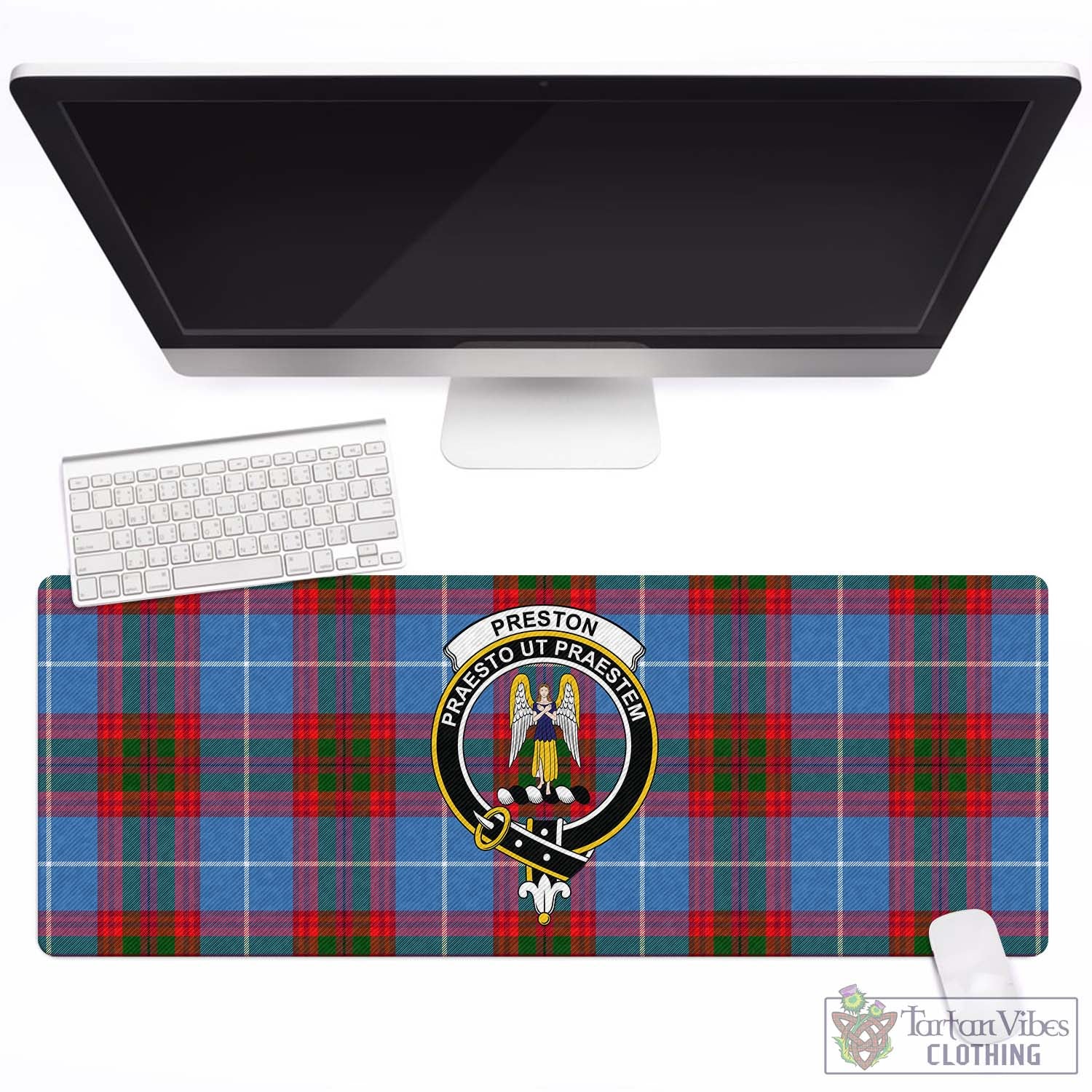 Tartan Vibes Clothing Preston Tartan Mouse Pad with Family Crest