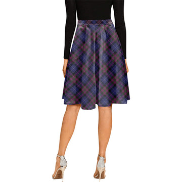 Pride of Scotland Tartan Melete Pleated Midi Skirt Cross Style