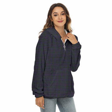 Pride (Wales) Tartan Women's Borg Fleece Hoodie with Half Zip Female - Tartan Vibes Clothing