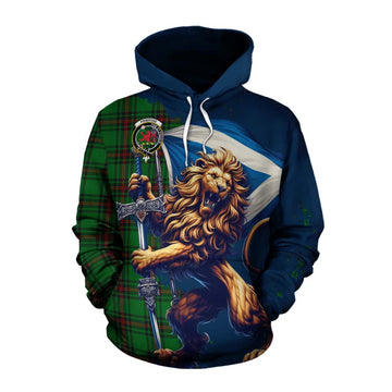 Primrose Tartan Family Crest Cotton Hoodie with Scottish Majestic Lion Pullover Hoodie XS - Tartan Vibes Clothing