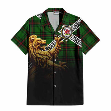 Primrose Crest Tartan Hawaiian Shirt with Golden Lion Emblem Celtic Style Kid - Tartan Vibes Clothing