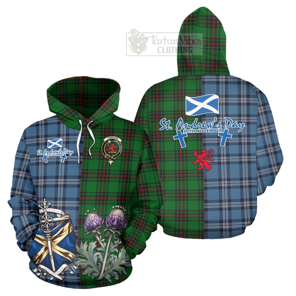 Tartan Vibes Clothing Primrose Tartan Hoodie Happy St. Andrew's Day Half Tartan Style