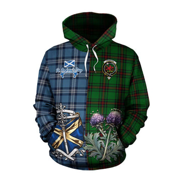 Primrose Tartan Cotton Hoodie Happy St. Andrew's Day Half Tartan Style