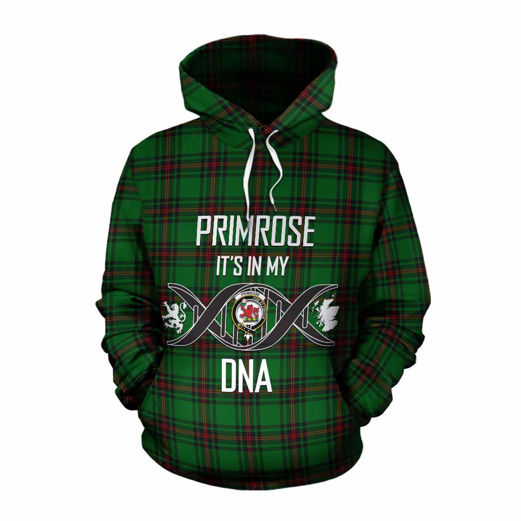 Tartan Vibes Clothing Primrose Tartan Cotton Hoodie with Family Crest DNA In Me Style