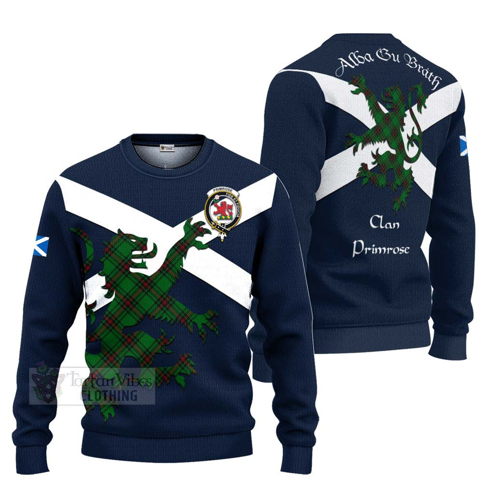 Tartan Vibes Clothing Primrose Tartan Lion Rampant Knitted Sweater – Proudly Display Your Heritage with Alba Gu Brath and Clan Name