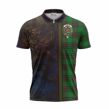 Primrose Tartan Family Crest Zipper Polo Shirt Alba Gu Brath Be Brave Lion Ancient Style Unisex - Tartan Vibes Clothing