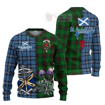 Primrose Tartan Knitted Sweater Happy St. Andrew's Day Half Tartan Style