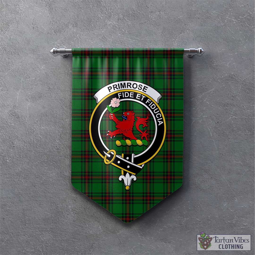 Tartan Vibes Clothing Primrose Tartan Gonfalon, Tartan Banner with Family Crest