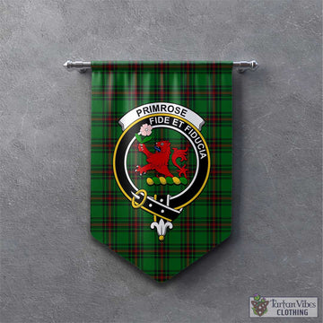 Primrose Tartan Gonfalon, Tartan Banner with Family Crest