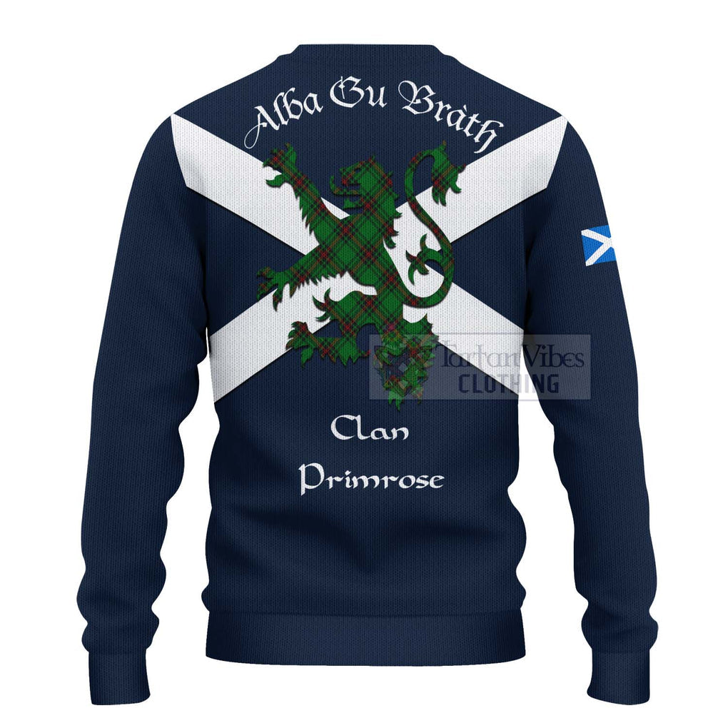 Tartan Vibes Clothing Primrose Tartan Lion Rampant Knitted Sweater – Proudly Display Your Heritage with Alba Gu Brath and Clan Name