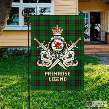 Primrose Tartan Flag with Clan Crest and the Golden Sword of Courageous Legacy