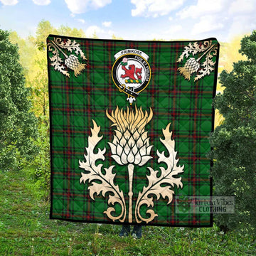 Primrose Tartan Quilt with Family Crest and Golden Thistle Style