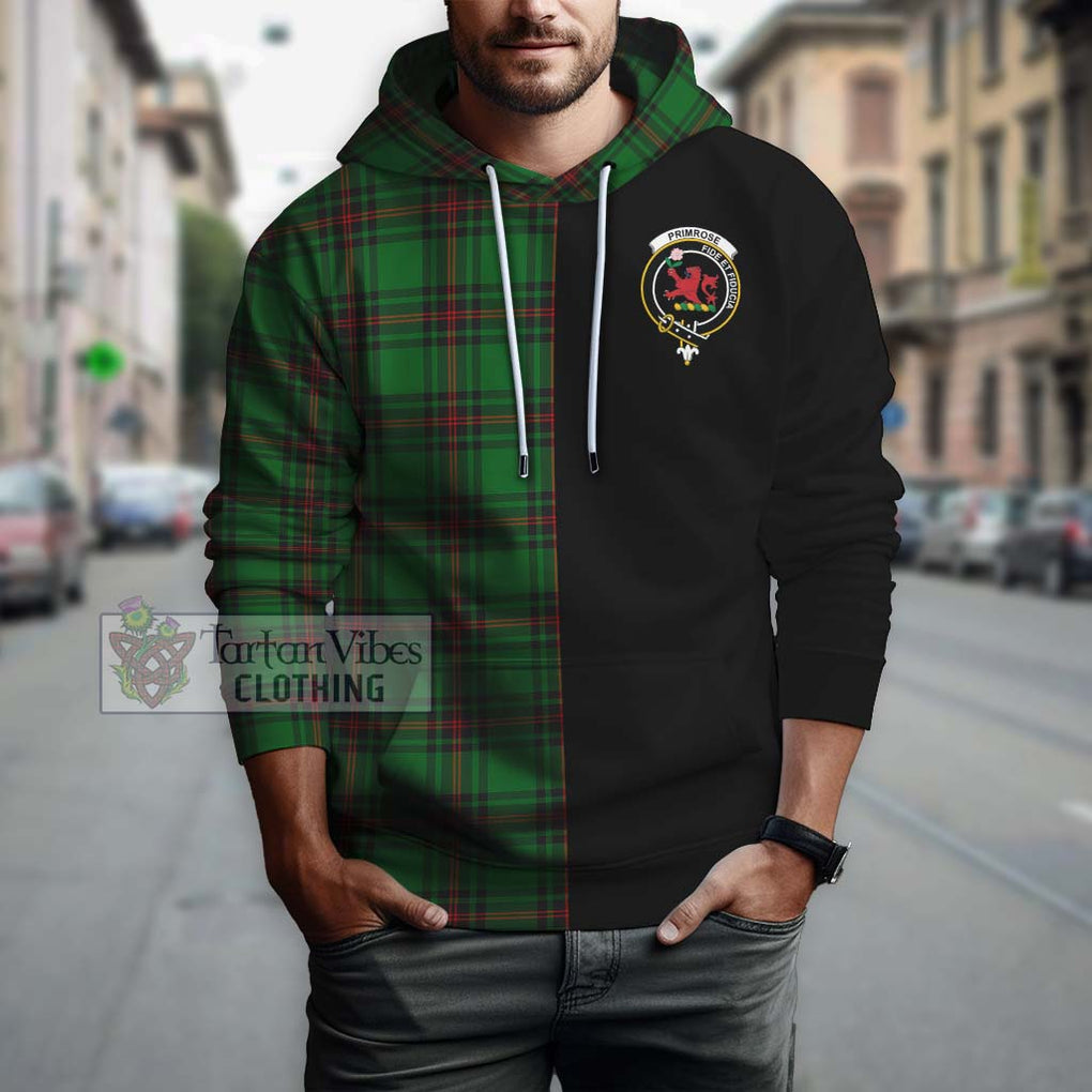 Primrose Tartan Hoodie with Family Crest and Half Of Me Style - Tartanvibesclothing Shop