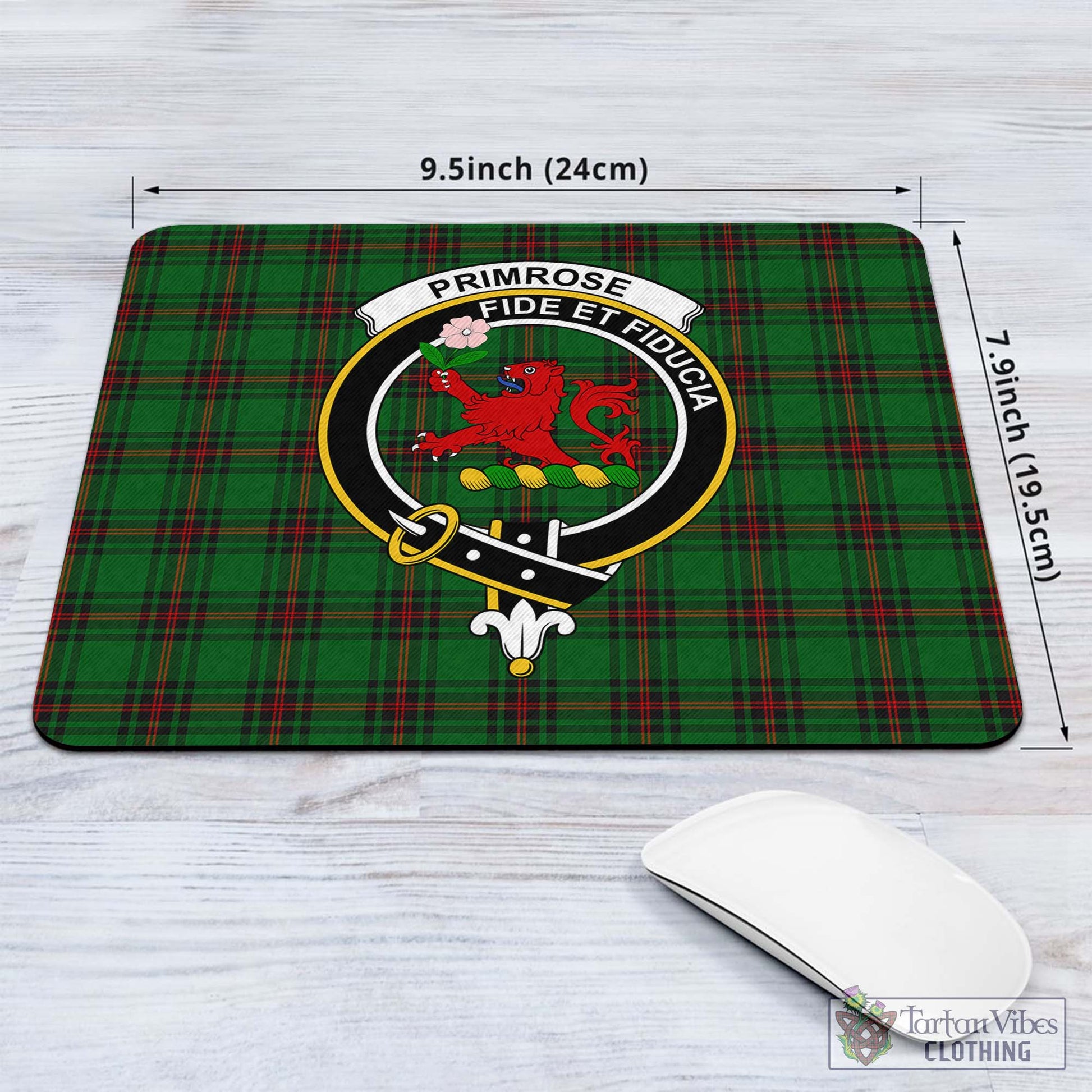 Tartan Vibes Clothing Primrose Tartan Mouse Pad with Family Crest