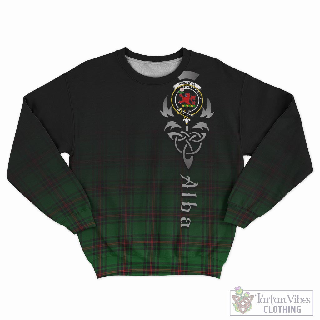 Tartan Vibes Clothing Primrose Tartan Sweatshirt Featuring Alba Gu Brath Family Crest Celtic Inspired