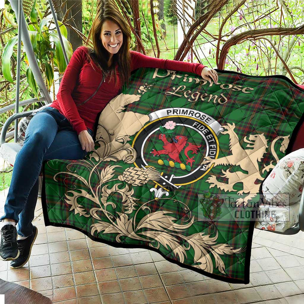 Tartan Vibes Clothing Primrose Tartan Quilt with Family Crest and Scottish Symbol Style