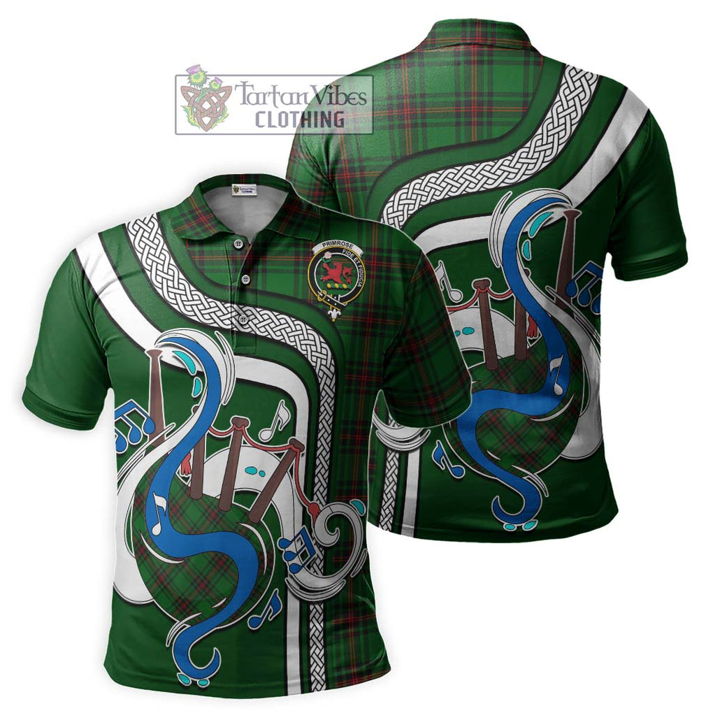 Tartan Vibes Clothing Primrose Tartan Polo Shirt with Epic Bagpipe Style