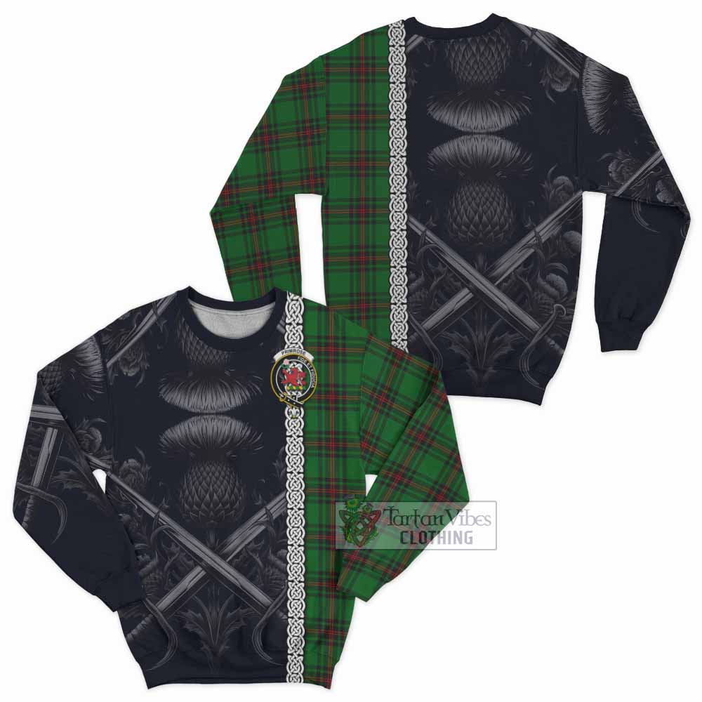 Tartan Vibes Clothing Primrose Tartan Sweatshirt with Family Crest Cross Sword Thistle Celtic Vibes