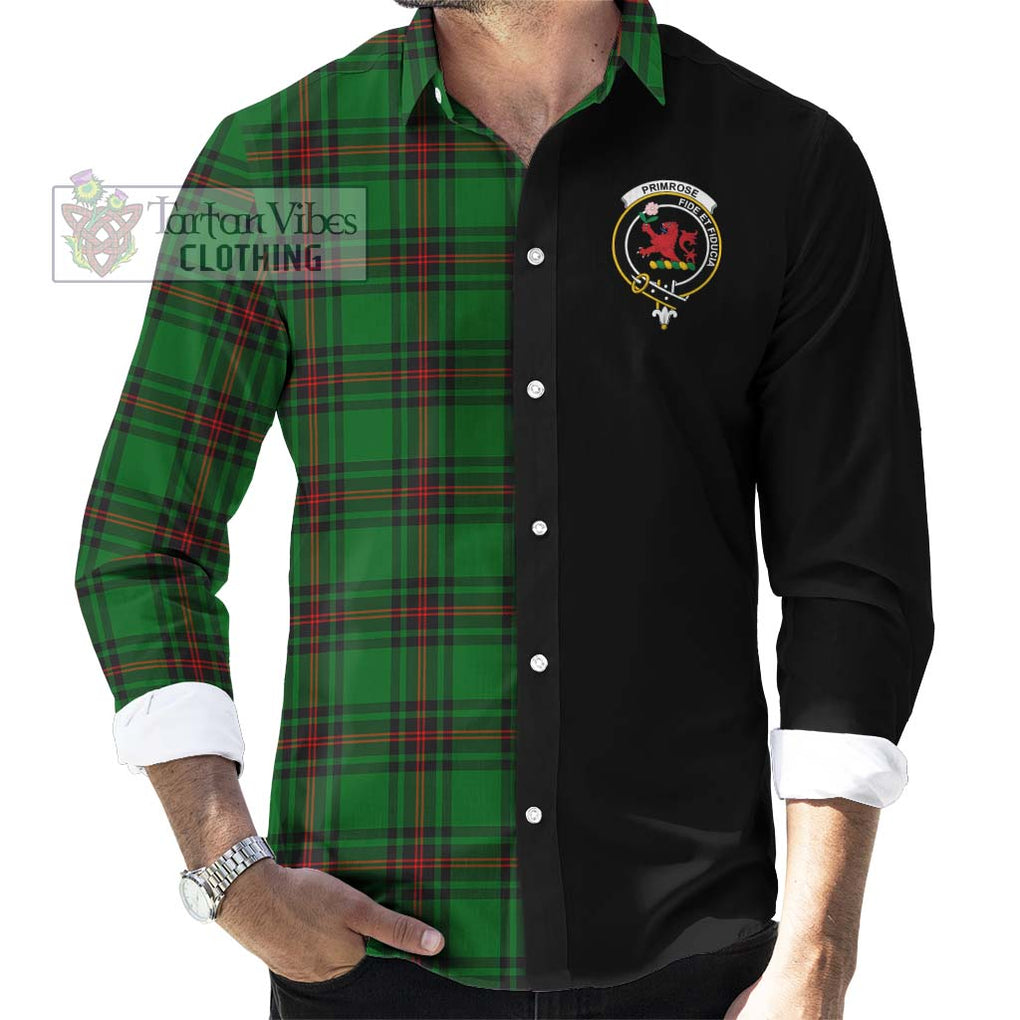 Primrose Tartan Long Sleeve Button Shirt with Family Crest and Half Of Me Style - Tartanvibesclothing Shop