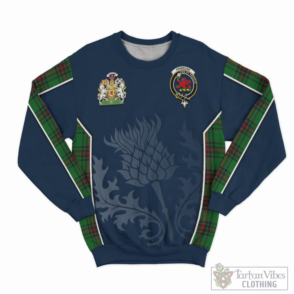 Tartan Vibes Clothing Primrose Tartan Sweatshirt with Family Crest and Scottish Thistle Vibes Sport Style