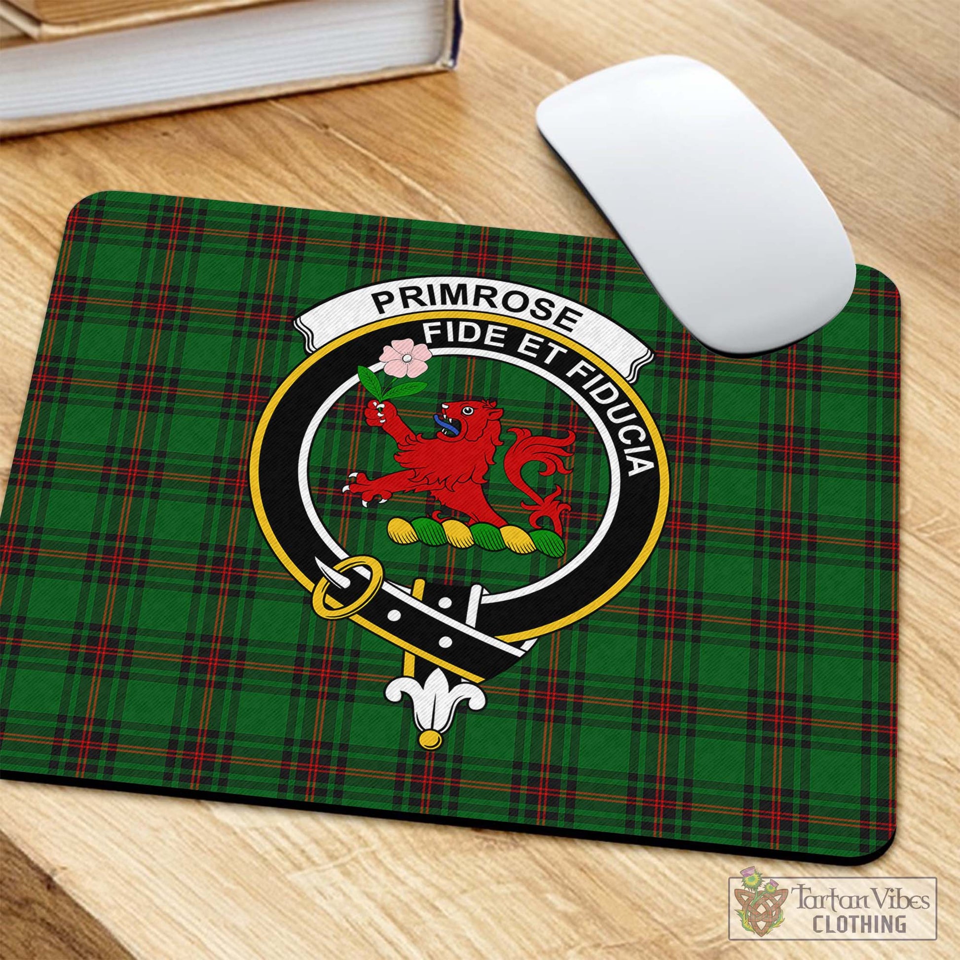 Tartan Vibes Clothing Primrose Tartan Mouse Pad with Family Crest