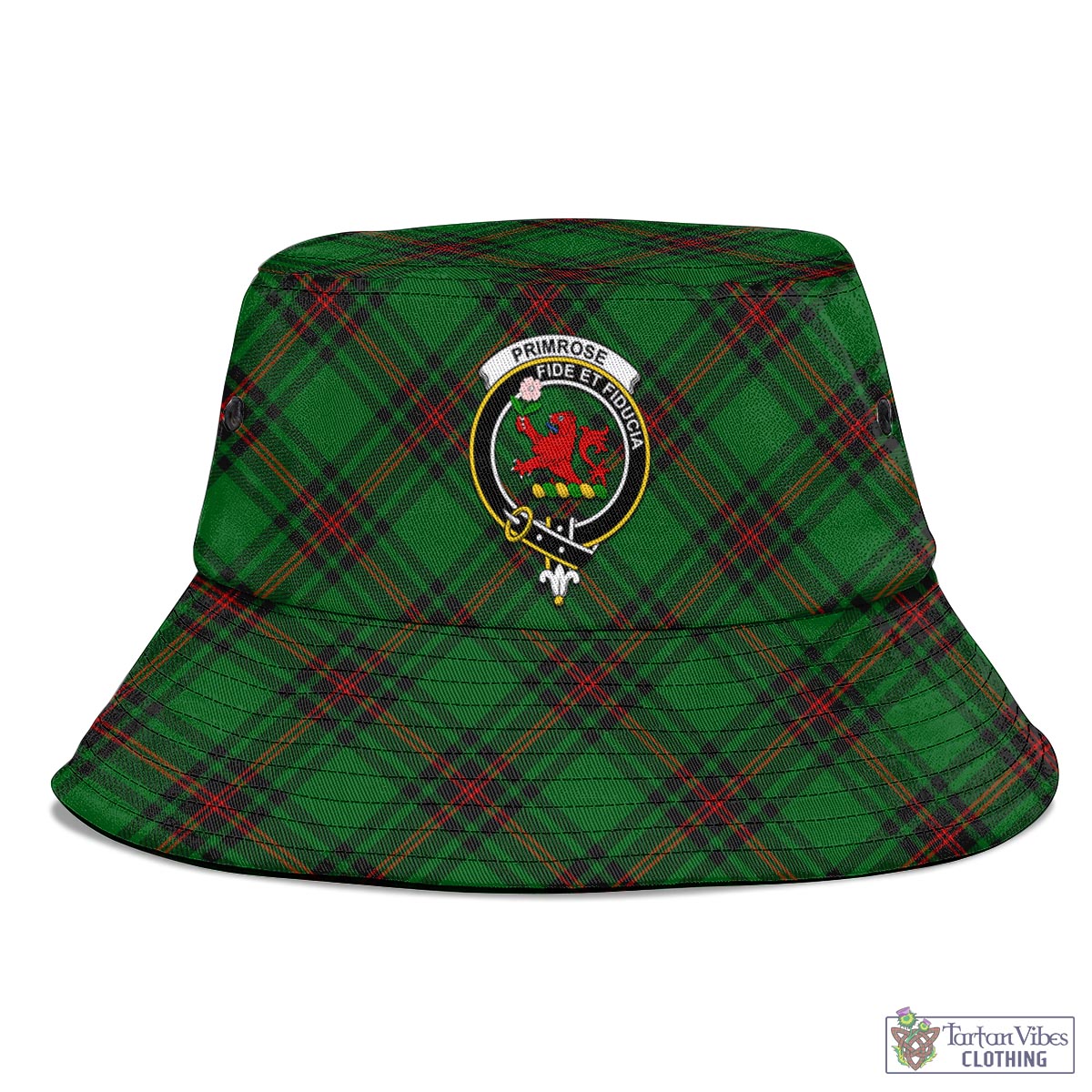 Tartan Vibes Clothing Primrose Tartan Bucket Hat with Family Crest