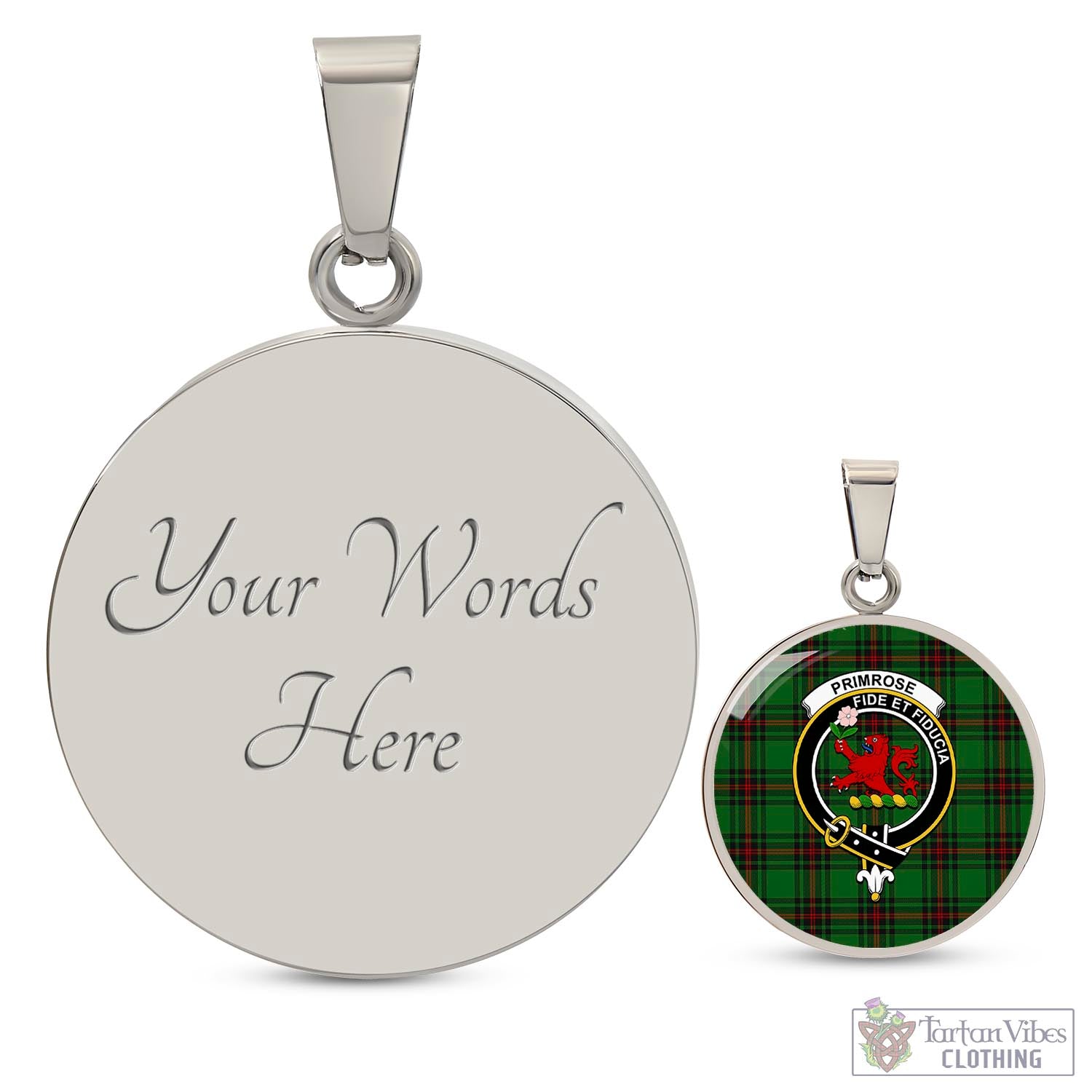 Tartan Vibes Clothing Primrose Tartan Circle Necklace with Family Crest