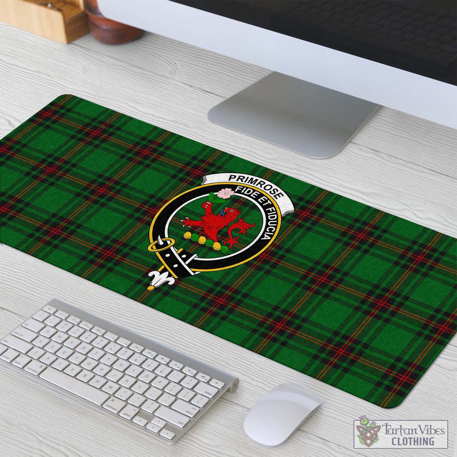 Tartan Vibes Clothing Primrose Tartan Mouse Pad with Family Crest