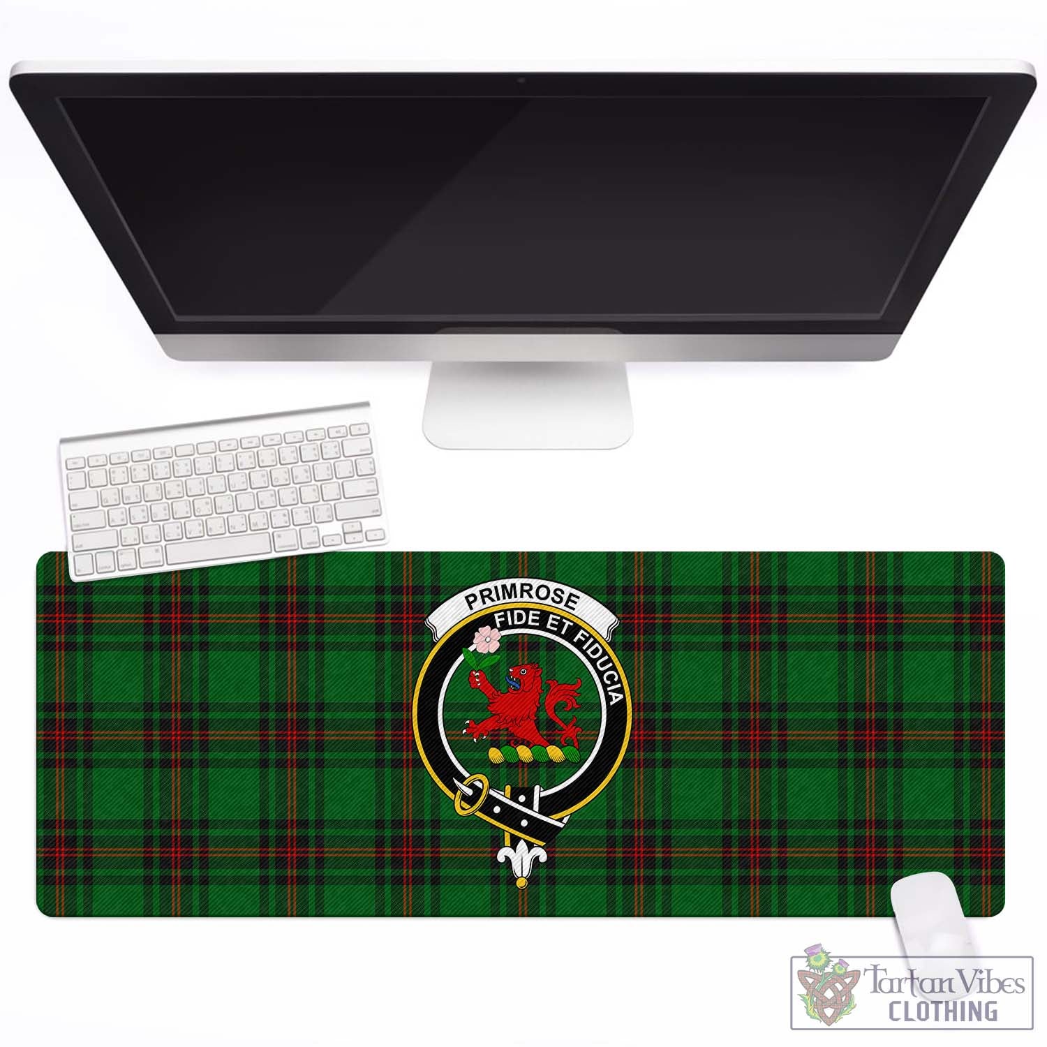 Tartan Vibes Clothing Primrose Tartan Mouse Pad with Family Crest