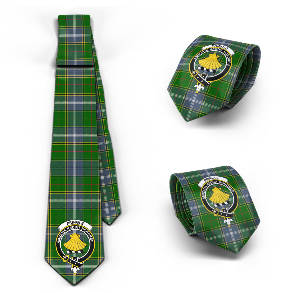 Pringle Tartan Classic Necktie with Family Crest Necktie One Size - Tartan Vibes Clothing