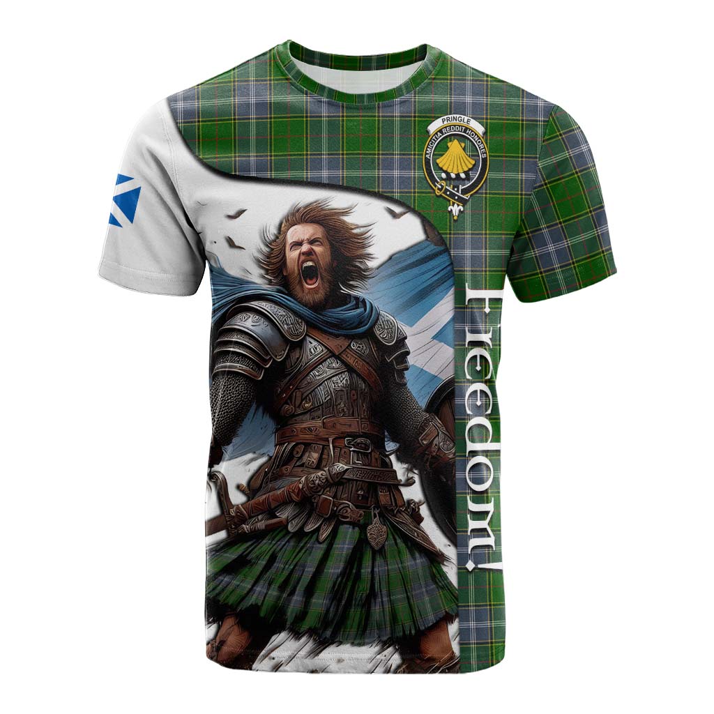 Tartan Vibes Clothing Pringle Crest Tartan Cotton T-shirt Inspired by the Freedom of Scottish Warrior