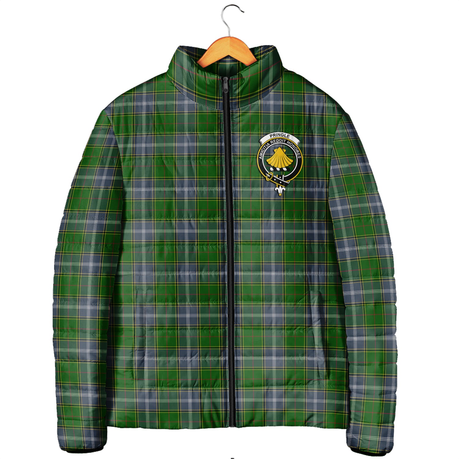 Pringle Tartan Padded Jacket with Family Crest Men's Padded Jacket - Tartan Vibes Clothing