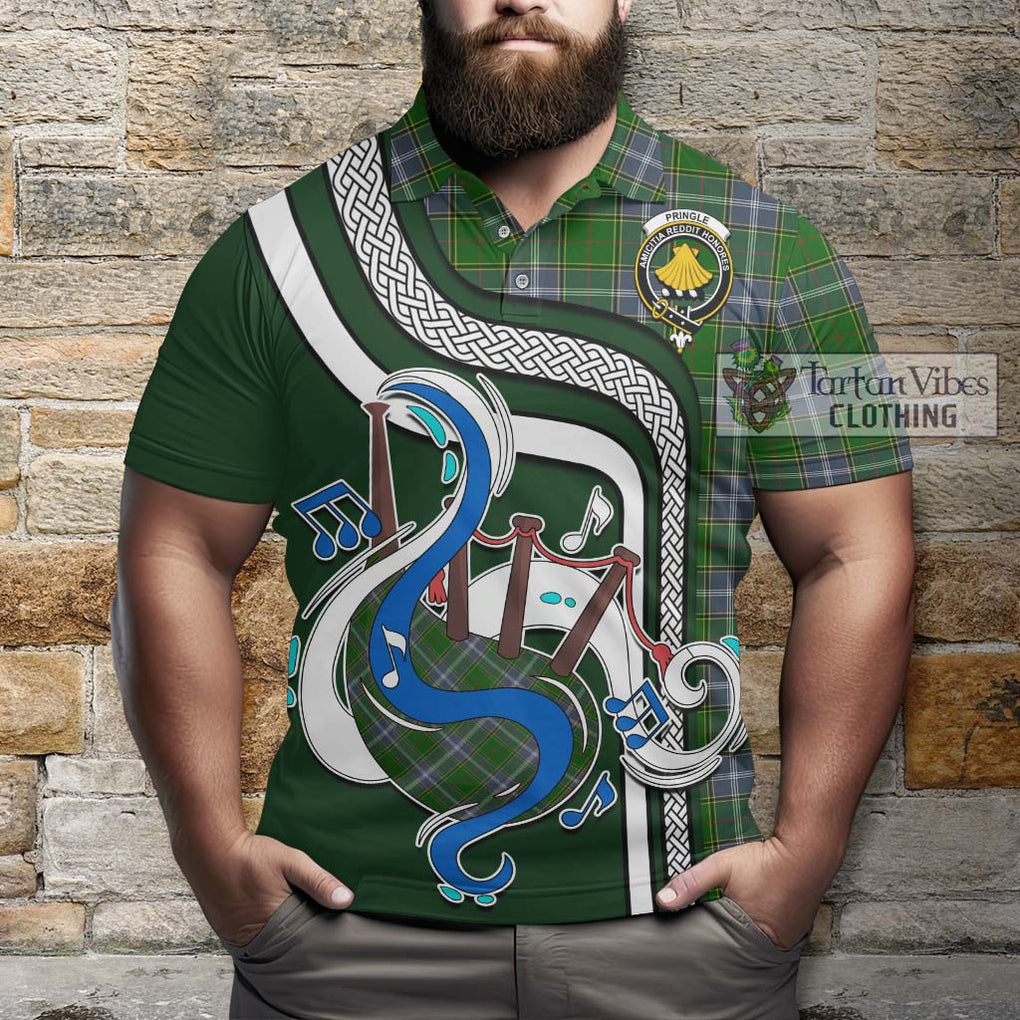 Tartan Vibes Clothing Pringle Tartan Polo Shirt with Epic Bagpipe Style