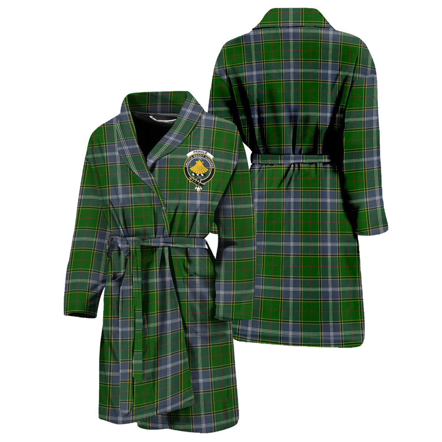 Pringle Tartan Bathrobe with Family Crest Unisex S - Tartan Vibes Clothing