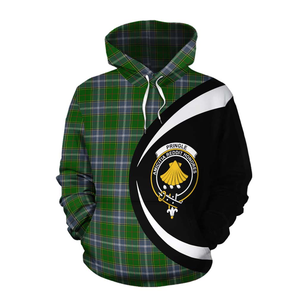 Tartan Vibes Clothing Pringle Tartan Cotton Hoodie with Family Crest Circle Style