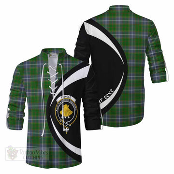 Pringle Tartan Ghillie Kilt Shirt with Family Crest Circle Style