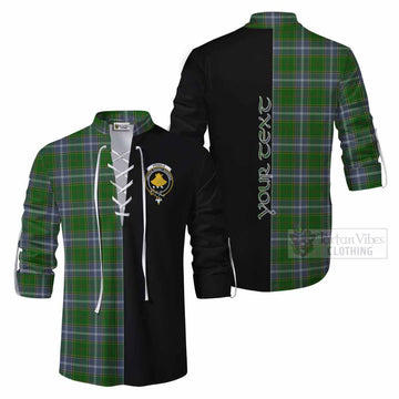 Pringle Tartan Ghillie Kilt Shirt with Family Crest and Half Of Me Style