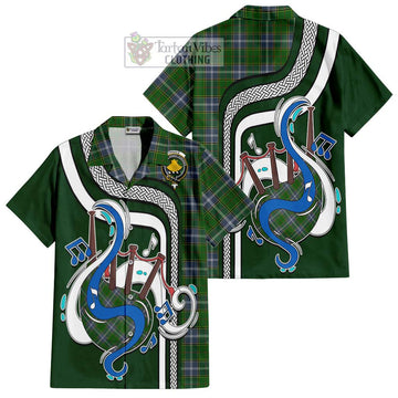 Pringle Tartan Short Sleeve Button Shirt with Epic Bagpipe Style