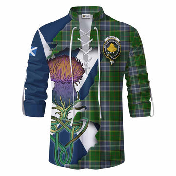 Pringle Tartan Family Crest Ghillie Kilt Shirt Scottish Thistle Celtic Inspired Men - Tartan Vibes Clothing