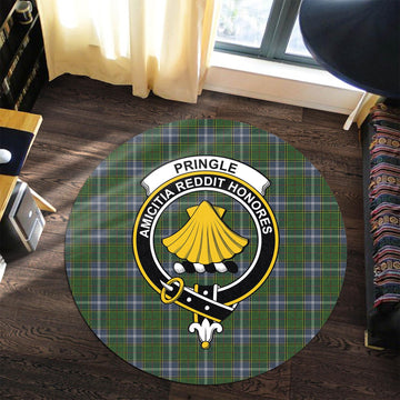 Pringle Tartan Round Rug with Family Crest