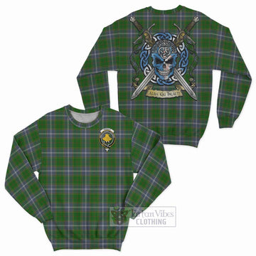 Pringle Tartan Sweatshirt with Family Crest Celtic Skull Style