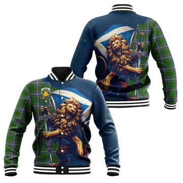 Pringle Tartan Family Crest Baseball Jacket with Scottish Majestic Lion